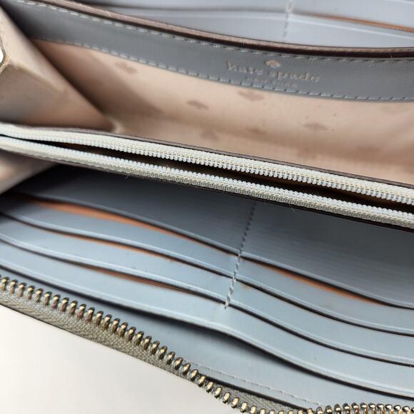 Kate Spade New York Zip-Around Leather Wallet – Light Blue Preowned with Flaws - Picture 6 of 8